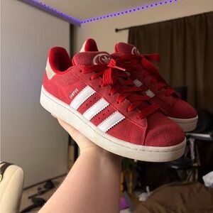 Adidas Campus Red and White Sneakers